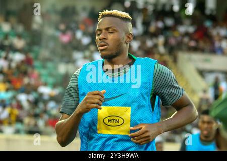 UYO, NIGERIA - 7. SEPTEMBER: Victor Osimhen aus Nigeria beim Qualifikationsspiel des Afrikapokals 2025 {AFCON} zwischen Nigeria und Benin Repu Stockfoto