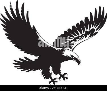 Glatte Zusammenführung von Elementen in Eagle Silhouette Vektor auf weißem Hintergrund, Adlersymbol, Adlerlogo, Adlerskizze Stock Vektor