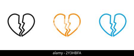 Broken Heart Symbol Vektor Logo Set Kollektion für Web App ui Stock Vektor