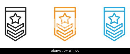 Militär-Rang-Badge-Symbol-Vektor-Logo-Set-Kollektion für Web-App-ui Stock Vektor