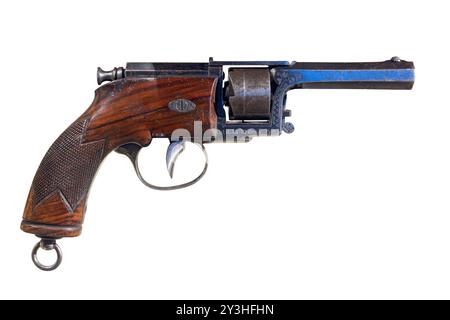 Das preußische Modell Dreyse Revolver 1850 isoliert auf weißem Hintergrund Stockfoto