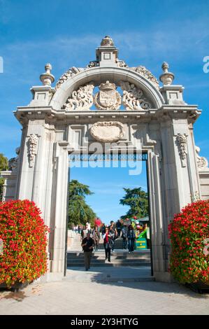 Eintritt in den Retiro Park. Madrid, Spanien. Stockfoto