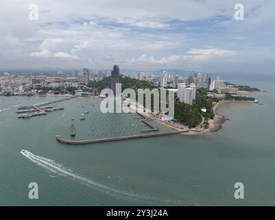 Pattaya, Thailand, Skyline der Stadt und Stadtschild mit Blick aus der Vogelperspektive Stockfoto
