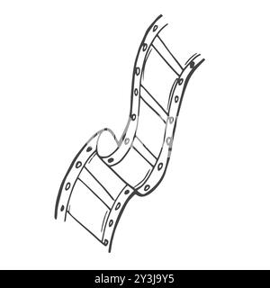 filmstrip Doodle handgezeichnete Linie Vektor-Illustration im Stil einer Kritzelei isoliert auf einem weiß Stock Vektor