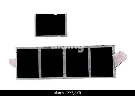 Vintage 6X4,5 cm Mittelformat Kamerafilm, leerer Rahmen für Bilder, flache Lay. Comeback des Konzepts der analogen Filmfotografie, isoliert auf white.free Kopie Stockfoto