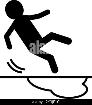 Piktogramme mit Vorsicht vor Wasserschäden und Stürzen, Sicherheitsschilder, Gefahren und Warnungen, Vektorillustration Stock Vektor