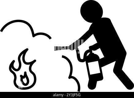 Piktogramme mit Brandwarnung, Feuerlöschern, Sicherheitsschildern, Gefahren und Warnungen, Vektorabbildung Stock Vektor