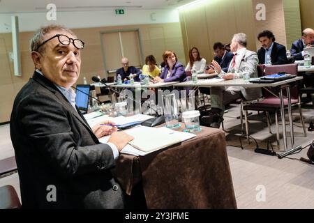 Roma, Italien. September 2024. IL Presidente dell'Associazione Nazionale Magistrati ANM Giuseppe Santalucia durante i lavori del Comitato direttivo centrale dell'ANM. Roma, Sabato 14 Settembre 2024 (Foto Mauro Scrobogna/LaPresse) der Präsident der Nationalen Vereinigung der Magistrate ANM Giuseppe Santalucia während der Arbeiten des Zentralen Lenkungsausschusses der ANM. Rom, Samstag, 14. September 2024 (Foto: Mauro Scrobogna/LaPresse) Credit: LaPresse/Alamy Live News Stockfoto