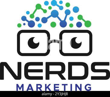 Modernes MARKETING-Eye-Buch-Logo-Design für NERDS Stock Vektor