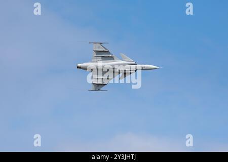 Schwedische Luftwaffe - SAAB JAS-39D Gripen, Auftritt beim Royal International Air Tattoo 2024. Stockfoto