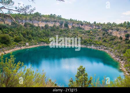 See. Lagunas de Cañada del Hoyo Naturschutzgebiet, Cuenca Provinz, Castilla La Mancha, Spanien. Stockfoto