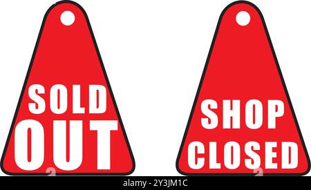 Sold Out und Shop Closed Label- oder Sticker-Designs Stock Vektor