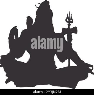Lord Shiva Silhouette mit Trident - Trishul und Dambaru Stock Vektor