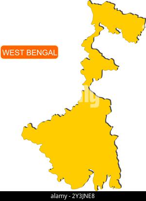 Westbengalen State Map of India mit dem Namen darauf Stock Vektor