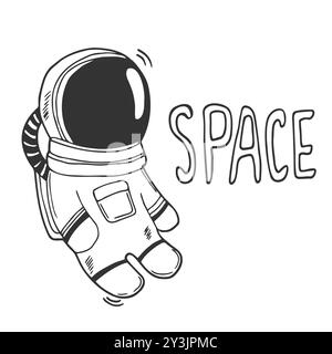 Handgezeichnete Astronautenfigur im Doodle-Stil. eps 10 Stock Vektor