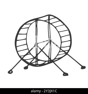 Hamster Wheel Hand gezeichnet Umrisssymbol. Laufrad als Übungsgeräte und anderes Nagetier-Konzept. Illustration von Vektorskizzen für Druck, Web, Stock Vektor