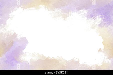 Aquarellkunst nahtloser Hintergrund. Sand und lila Aquarellstruktur für Karten, Flyer, Poster, Banner. Pinselstriche und Spritzer. Lackiert Stockfoto