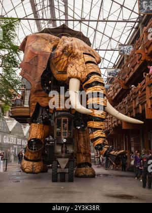 NANTES, FRANKREICH - 16. SEPTEMBER 2018: Maschinen der Insel von Nantes ist eine künstlerische, touristische und kulturelle Projekt in Nantes, Frankreich Stockfoto