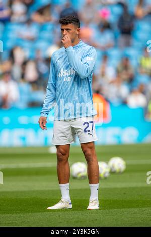 Matheus Nunes #27 des FC Manchester City während des Premier League-Spiels zwischen Manchester City und Brentford im Etihad Stadium, Manchester am Samstag, den 14. September 2024. (Foto: Mike Morese | MI News) Credit: MI News & Sport /Alamy Live News Stockfoto