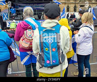 Glasgow, Schottland, Großbritannien. September 2024. Die Unabhängigkeitsgruppe Hope over Fear hielt eine Kundgebung ab, um die Unabhängigkeitswahl 2014 zu würdigen. Credit Gerard Ferry /Alamy Live News Stockfoto