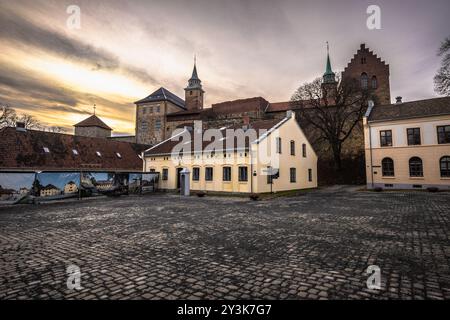 Oslo - 12. Februar 2023: Die historische epische Festung Akershus i Oslo, Norwegen Stockfoto