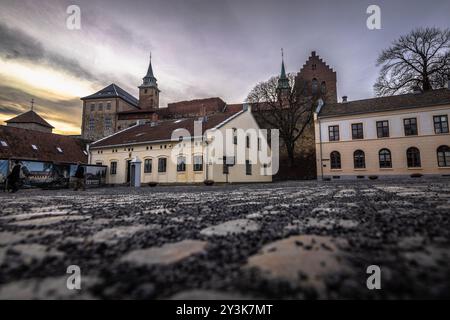 Oslo - 12. Februar 2023: Die historische epische Festung Akershus i Oslo, Norwegen Stockfoto