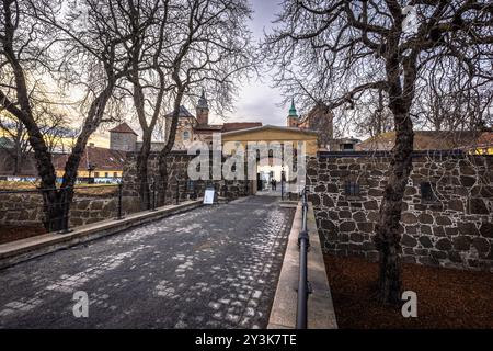 Oslo - 12. Februar 2023: Die historische epische Festung Akershus i Oslo, Norwegen Stockfoto