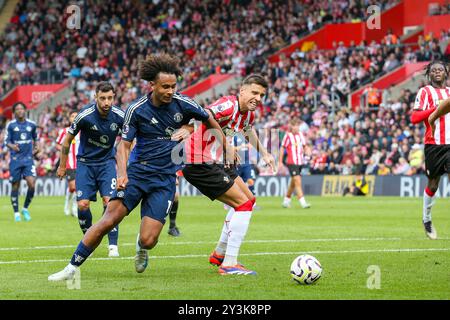 Manchester United Stürmer Joshua Zirkzee (11) offenbartes Tor während des Spiels Southampton FC gegen Manchester United FC English Premier League in St. Mary's Stadium, Southampton, England, Großbritannien am 14. September 2024 Credit: Every Second Media/Alamy Live News Stockfoto