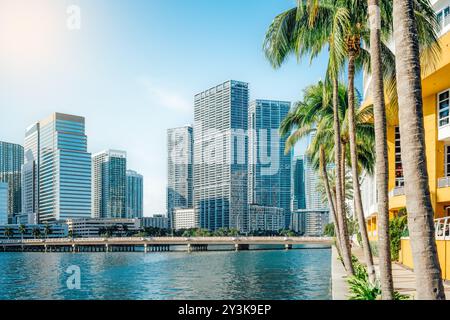 Moderne Gebäude von miami vom brickell Key aus gesehen Stockfoto