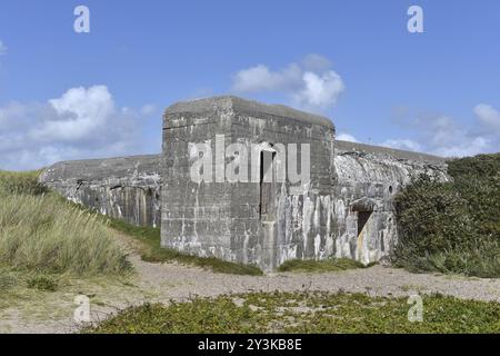 Bunker, Botonbunker der Atlantischen Mauer in Dänemark am Strand von Jütland Stockfoto