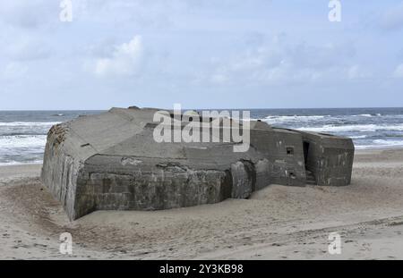 Bunker, Botonbunker der Atlantischen Mauer in Dänemark am Strand von Jütland Stockfoto