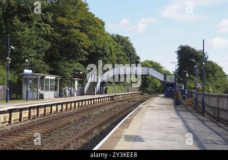 Grange Over Sands, cumbria, vereinigtes Königreich, 16. september 2021: Blick auf das Bahnhofsgebäude in der Arnside bei grange Over Sands in cumbria Stockfoto