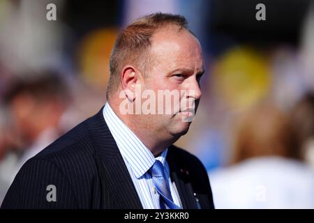 Trainer David Menuisier am dritten Tag des Betfred St Leger Festivals auf der Doncaster Racecourse. Bilddatum: Samstag, 14. September 2024. Stockfoto