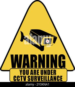 Sie befinden sich unter der rechteckigen Form des Warnschilds der CCTV-Überwachung Stock Vektor