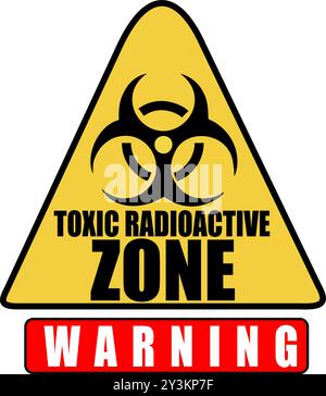 Warnschild für toxische radioaktive Zonen mit dem Logo für toxische Stoffe in rechteckiger Form Stock Vektor