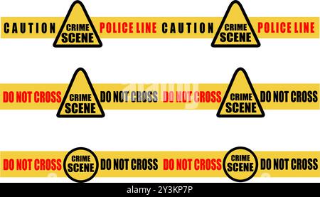 Polizeilinie Kriminalszene Don Not Cross Warnschild Tape 3 Stock Vektor