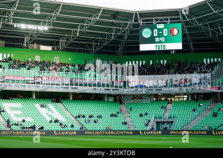 Groningen, Niederlande. September 2024. Groningen - Fans, Fans während der fünften Runde der Eredivisie Saison 2024/2025. Das Spiel findet am 14. September 2024 in Groningen, Niederlande, in de Euroborg gegen Feyenoord statt. Credit: Box to Box Pictures/Alamy Live News Stockfoto