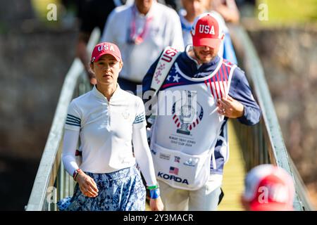 Gainesville, Va, USA. September 2024. NELLY KORDA des Teams USA am Morgen vier Spiele am zweiten Tag des Solheim Cup 2024. (Kreditbild: © Robert Blakley/ZUMA Press Wire) NUR REDAKTIONELLE VERWENDUNG! Nicht für kommerzielle ZWECKE! Stockfoto