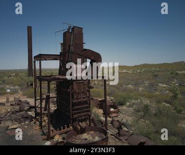 Kuridala Kupferhütte und Minenruinen in NW Queensland wurden Anfang des 20. Jahrhunderts betrieben Stockfoto