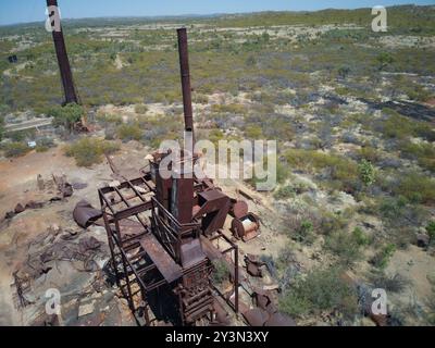 Kuridala Kupferhütte und Minenruinen in NW Queensland wurden Anfang des 20. Jahrhunderts betrieben Stockfoto