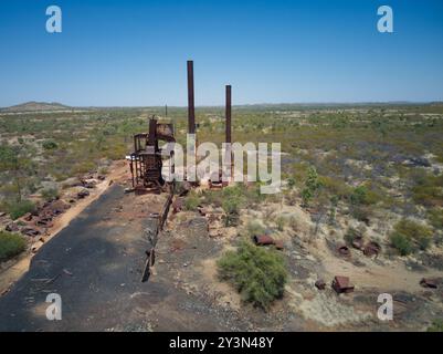 Kuridala Kupferhütte und Minenruinen in NW Queensland wurden Anfang des 20. Jahrhunderts betrieben Stockfoto