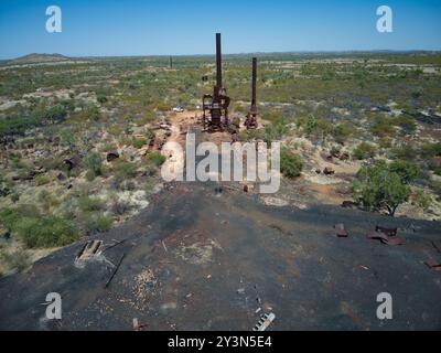 Kuridala Kupferhütte und Minenruinen in NW Queensland wurden Anfang des 20. Jahrhunderts betrieben Stockfoto