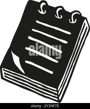 Notizblock-Symbol mit Tintenstift handgezeichnet Stock Vektor