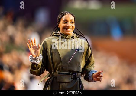 Brüssel, Frankreich. September 2024. BRÜSSEL, FRANKREICH - 13. SEPTEMBER: Nafi Thiam, Belgien, tritt am 13. September 2024 im King Baudouin Stadium in Brüssel an. (Foto von Lars van Hoeven/Orange Pictures) Credit: Orange Pics BV/Alamy Live News Stockfoto