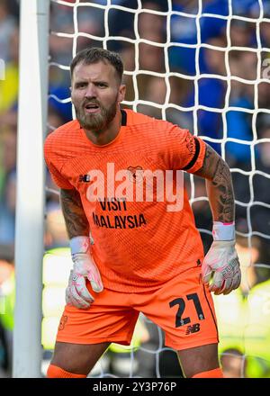 JAK ALNWICK (Cardiff City Goalkeeper) während des Sky Bet Championship Matches Derby County gegen Cardiff City im Pride Park Stadium, Derby, Großbritannien, 14. September 2024 (Foto: Mark Dunn/News Images) Stockfoto