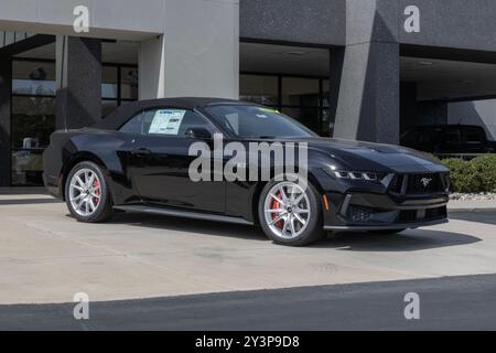 Zionsville – 12. September 2024: Ford Mustang GT Cabriolet Premium-Display. Ford bietet den Mustang GT mit einem 5,0 l Ti-VCT V8-Motor mit 480 PS an. MEIN:2024 Stockfoto