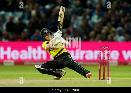Cameron Bancroft von Gloucestershire schlug während des Spiels Vitality Blast T20 Final in Edgbaston, Birmingham. Bilddatum: Samstag, 14. September 2024. Stockfoto