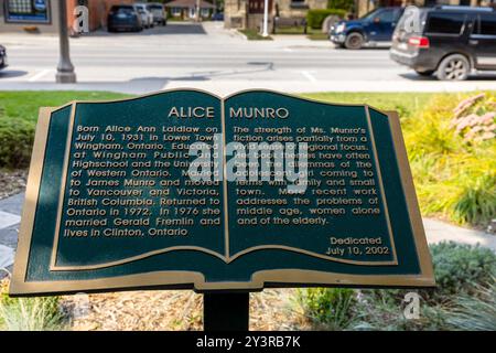 Wingham Ontario Canada Geburtsort von Alice Munro, Nobelpreisträgerin für Literatur, A Success Canadian Short Story Author, 12. September 2024 Stockfoto