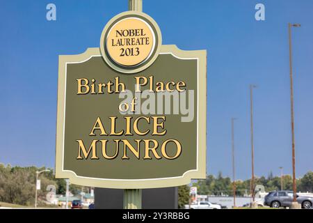 Wingham Ontario Canada Geburtsort von Alice Munro, Nobelpreisträgerin für Literatur, A Success Canadian Short Story Author, 12. September 2024 Stockfoto