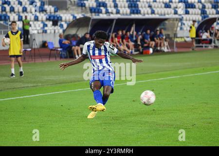 Benson Anang von Dinamo Tbilisi während des Spiels der georgischen Fußballliga 2024 zwischen dem FC Dinamo Tbilisi und dem FC Torpedo Kutaisi in der Boris Paitchadze Dinamo Arena am 18. August 2024 in Tiflis, Georgien. Tbilisi Dinamo Arena benannt nach Boris Paichadze, Akaki Tsereteli Avenue, Didube, Tiflis, 0154, Georgia Georgia Copyright: xArturxStabulnieksx 653419 Stockfoto